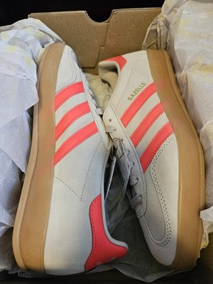adidas Gazelle Indoor Men Suede Lace-Up Low Top White Pink Sneakers JR3840