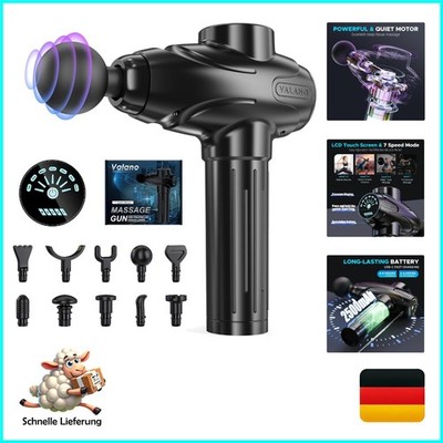 Massagepistole Valano mit 10 Massageköpfen, 7 Geschwindigkeiten, kabellos, Mu...