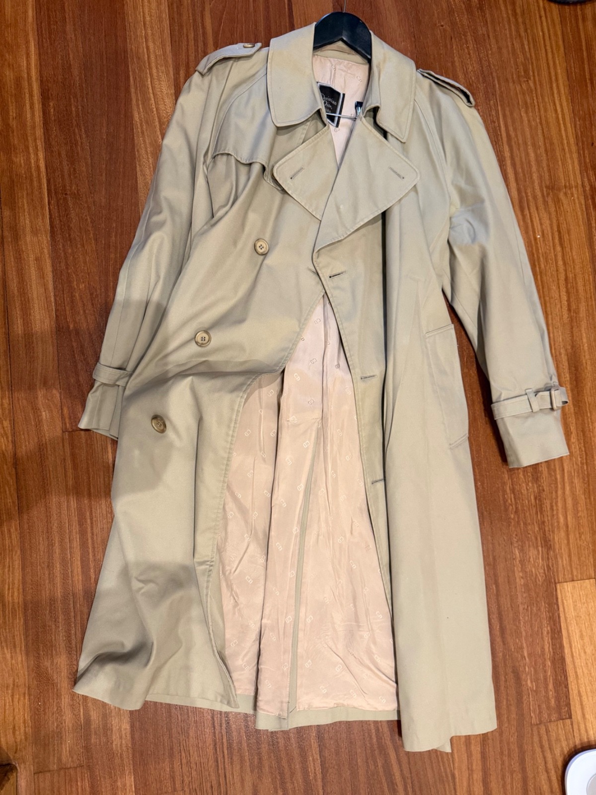 Vintage Christian Dior Camel Trench Coat Size S–M Classic Luxury Designer