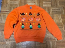 Vintage 1990's Halloween Crewneck Sweatshirt Medium Fruit of Loom Witch Pumpkin