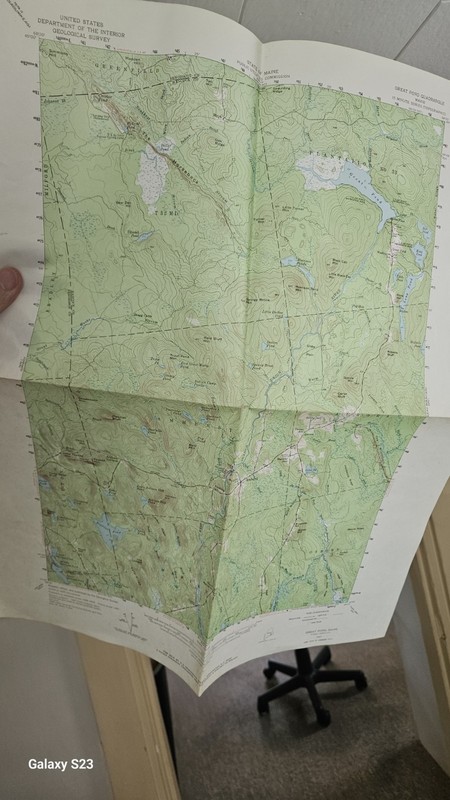 Map GREAT POND Maine 1957  Topographic Geological  N4445 W6815 Moose Hill Great 
