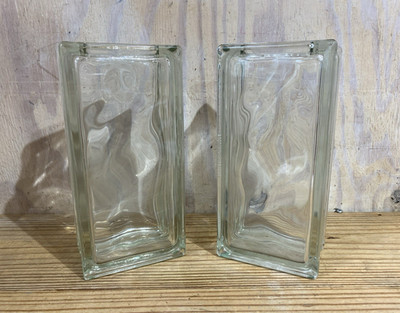 Vintage Heavy Glass Block Vase 9.5'' X 4.5'' Made in Germany Lot of 2