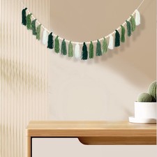 Wood Bead Wall Decor Beaded Garland with Tassels Farmhouse Beads