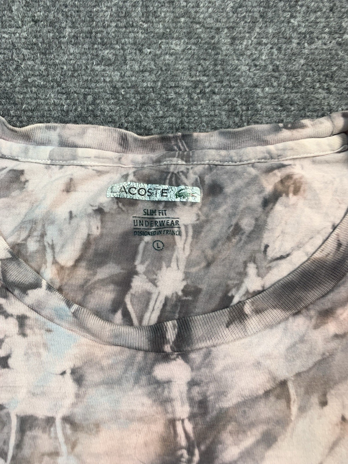 Lacoste Sleepwear Shirt Womens Large Pink Tye Dye Logo Short Sleeve Crew Neck thumbnail 7