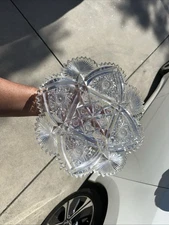 ABP American Brilliant Cut Glass 13” Diameter Tray Plate Platter Beautiful