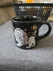 Vintage Anchor Hocking Pisces Zodiac Astrology Mug Milk Glass Black Gold MCM USA