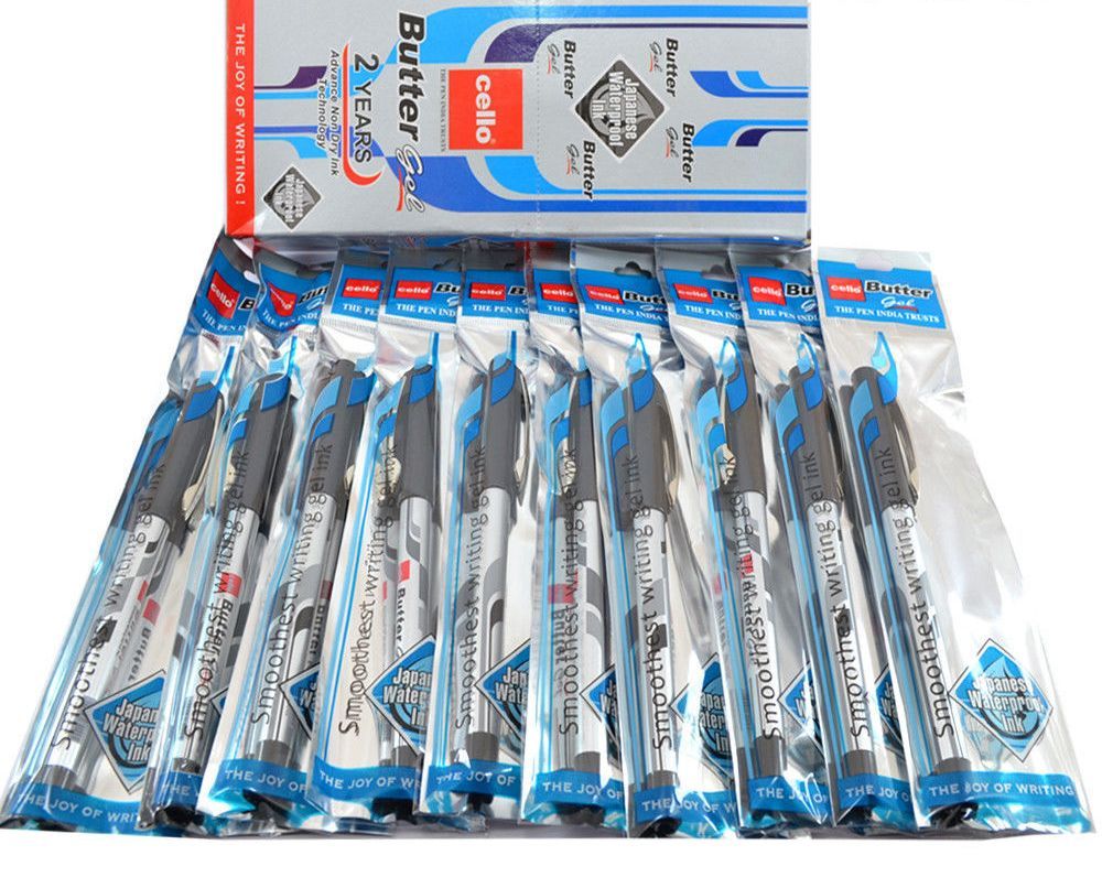 10 x CELLO Butter GEL Pen Lot of 10 Pen BLACK Ink Color Designer BODY USA SELLER