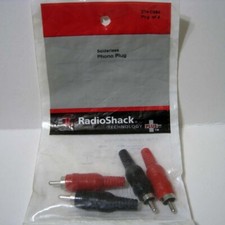 Radio Shack  Solderless Phono Plug 2 Red 2 Black Pkg Of 4  274-0384 - New NOS