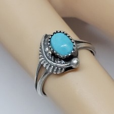 925 Sterling Silver - Southwestern Turquoise Stone Ring Size 5.25