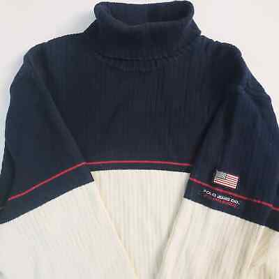 Vintage Polo Jeans Ralph Lauren Turtleneck Sweater Sz XXL Ribbed 90s USA  Flag | eBay