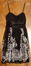 Speechless Ladies Formal/Prom Dress Sz Small Black w/White Ribbon, Adjust.straps