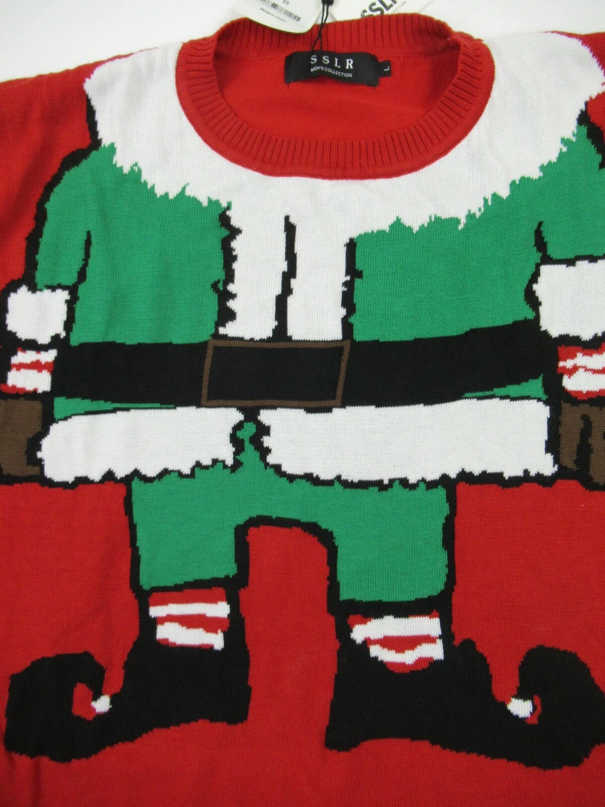SSLR Men's Christmas Elf Sweater Ugly Holiday Size L