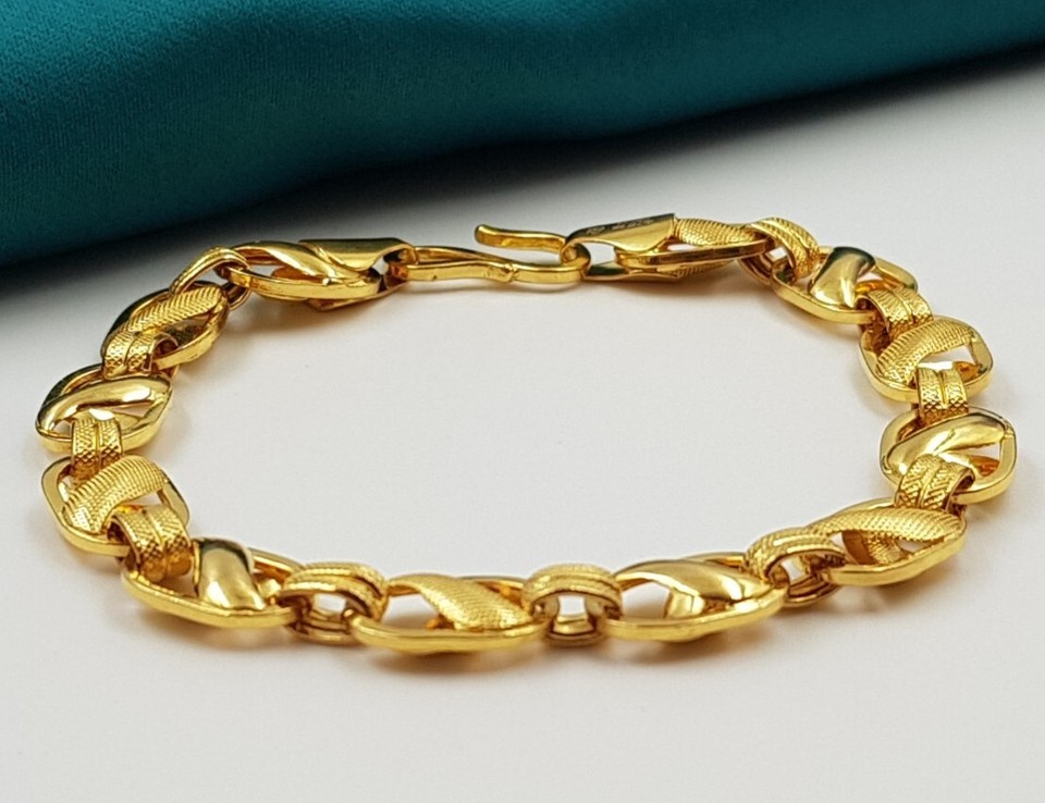 Hand Baslat Design 22K Gold Bracelet Nawabi Style Men Gold Plain Bracelet Dubai Handmade ...