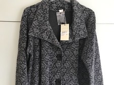 James Lakeland Embossed Coat In Black/grey Size Uk 16 New With Tags