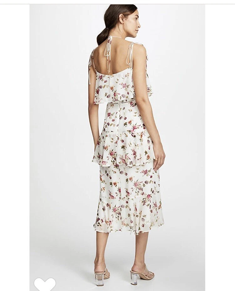 WAYF Imola Floral Tiered Midi Dress Tie Straps S eBay