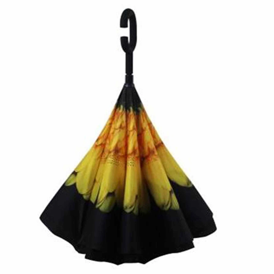 Regenschirm umgedreht Sonnenblume Stockschirm doppellagig Sturmfest Windsicher - Bild 2 von 4