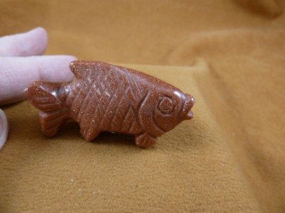 (Y-FIS-TR-551) Orange Goldstone tropical FISH gemstone carving  fishes aquarium