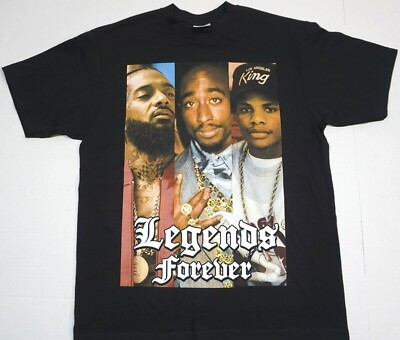 LEGENDS FOREVER T-shirt 2Pac Nipsey Hussle Eazy-E West Coast Men's Tee New