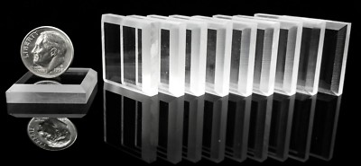 ACRYLIC GEM STANDS BASES Clear Square Mineral Mounting Displays w/ beveled edges