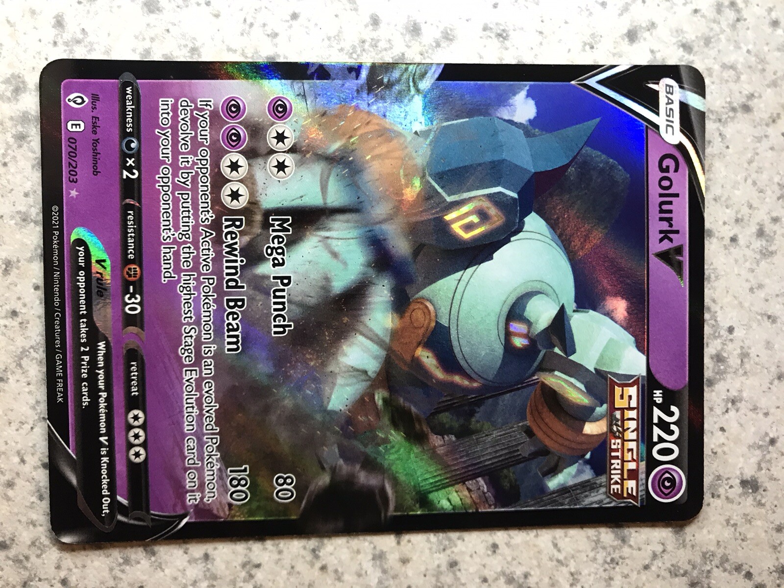 Golurk V Evolving Skies 70/203 NM Ultra Rare Pokemon Pack Fresh Full Art