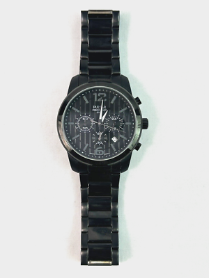 AVZHJA ブラックメタル　BLACKL Pulsar VD53-X079 Mens Chronograph Analog Watch All Black Tone Date