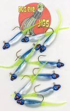 10 Pack 1/16 Oz Blue And White Crappie Jigs (Blue Storm)
