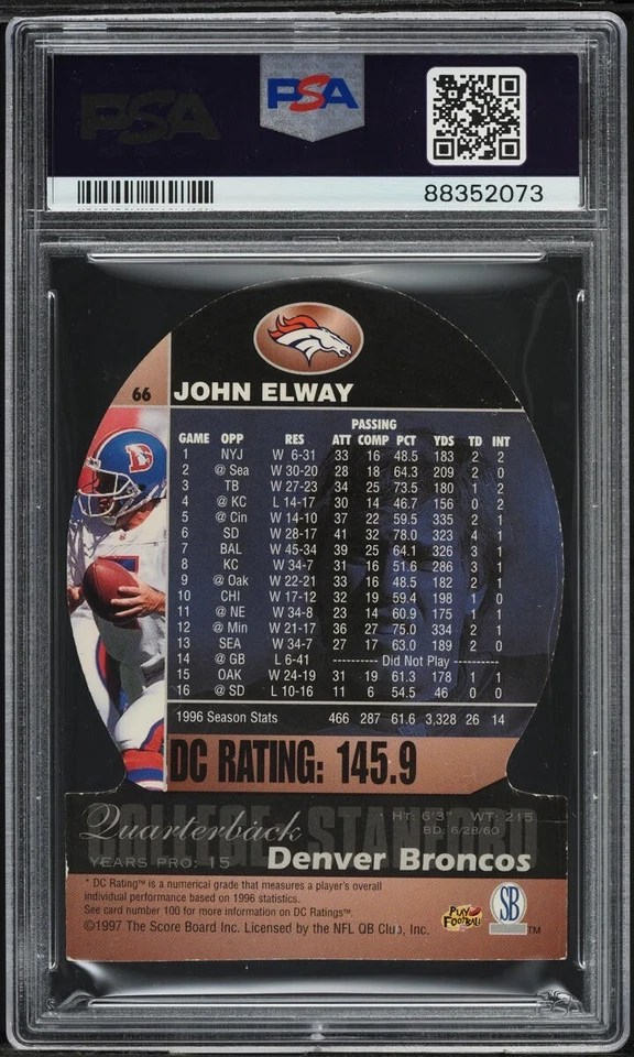 1997 Pro Line DC III John Elway #66 PSA 7 - Image 2 of 2