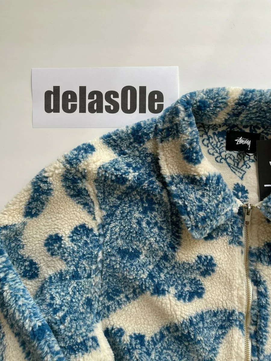 Stussy Big Paisley Sherpa Zip Up Fleece Size Large