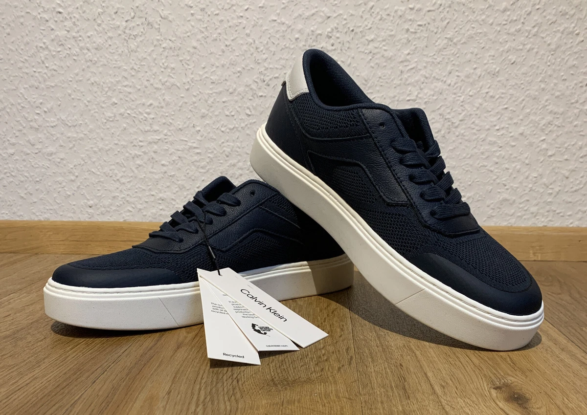 Calvin Klein Leder Sneaker Lace Up Herren Schuhe 41 Navy Light  