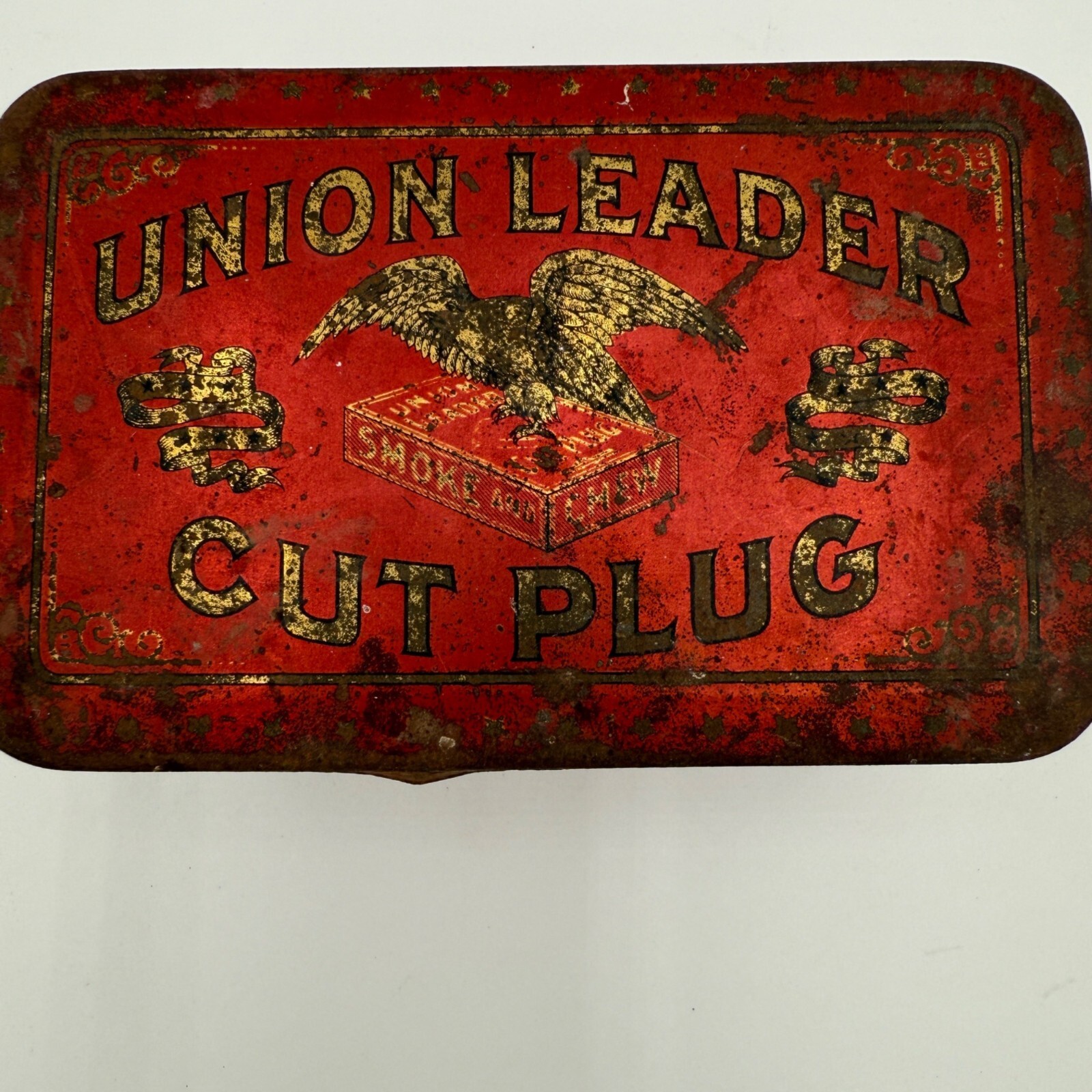 Vintage “Union Leader Cut Plug” Tobacco Advertising Tin Empty  Container