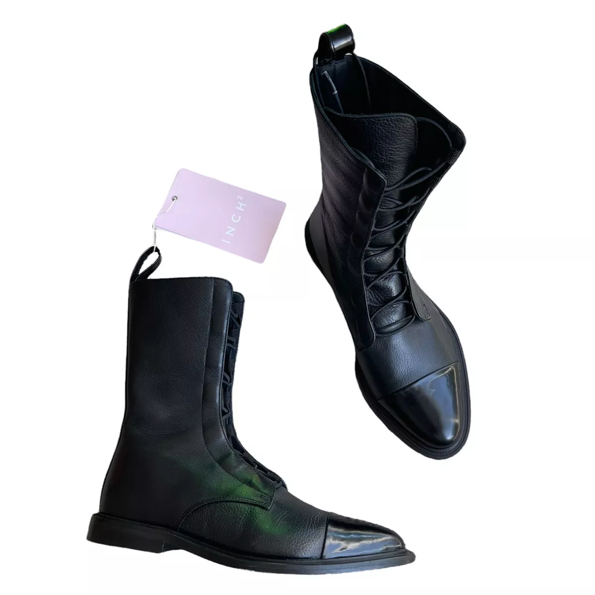 Inch2 Black Lace Leather Brogue Boots Size 36 | eBay
