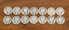 Mercury Dimes Silver 10C Lot of (14) Circulated 1916 To 1931 All Have Dates