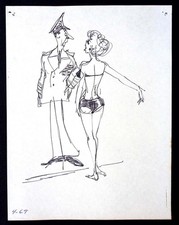 Alex Young Vintage Orginal Sketch Art-Fort Lauderdale,Fl Cartoonist Died 1999  8