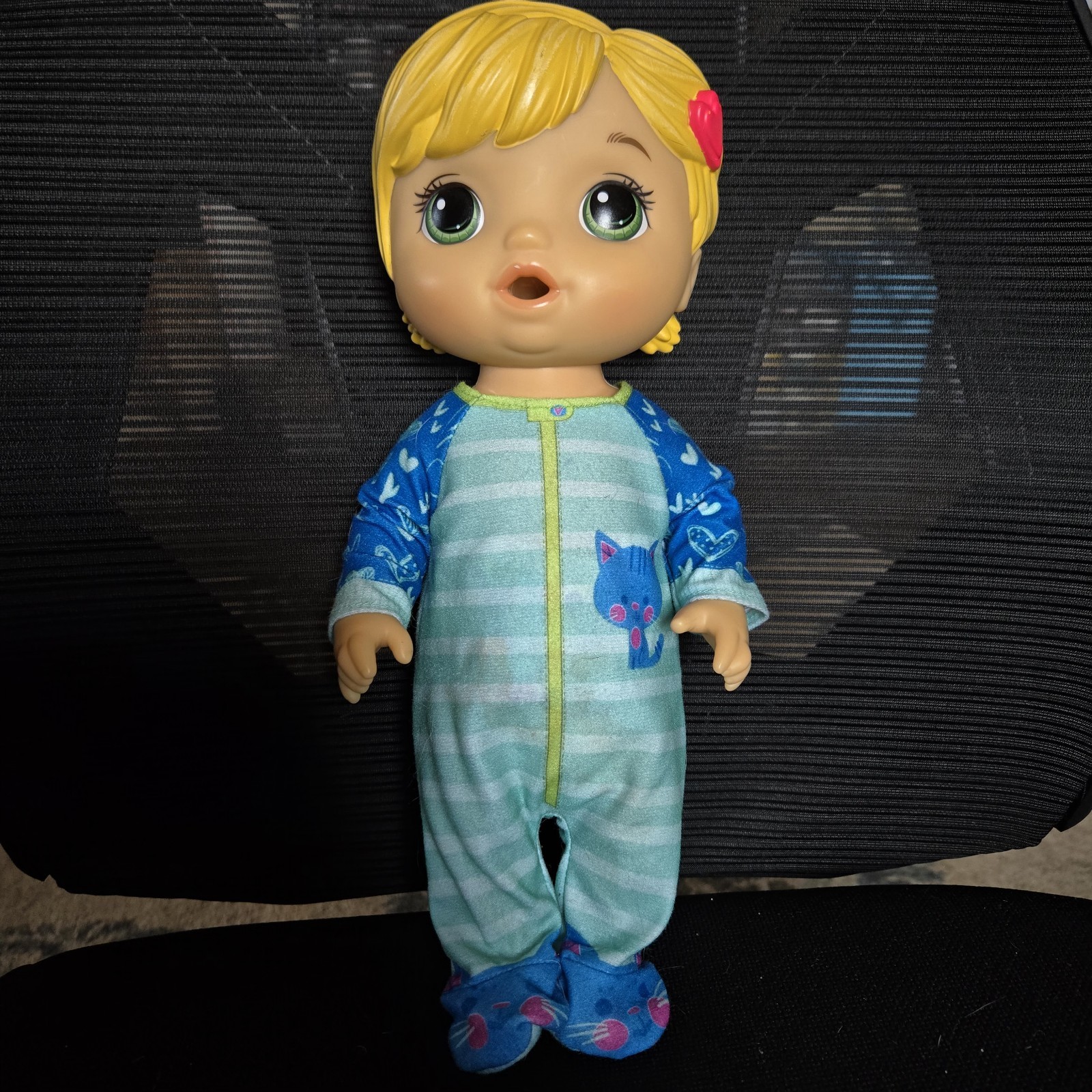 Baby Alive Mix My Medicine Baby Doll, Cat Pjs Blonde Girl