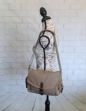 Midsz Fossil Tan Canvas W/ Leather Shoulder Bag