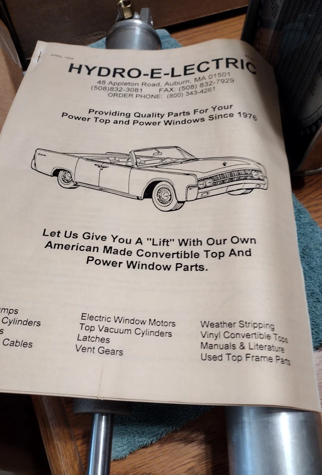 (2) Гидравлический цилиндр с откидным верхом Lincoln 1946-1948 Zephyr Continental - Изображение 4 из 4