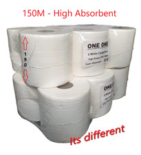 2 Ply White Centrefeed Rolls 190 x 150m Embossed Super Absorbent XL