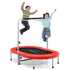Goplus Foldable Rebouncer 50" Trampoline for 2 People w/Adjustable Handrail Red