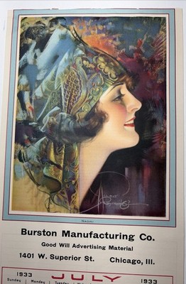 One Page 1933 Calendar Pin Up  Gupsy Flapper Girl Beautiful Rolf Armstrong