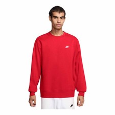Mens Nike Club Fleece Crew University Red/White FN3886-657