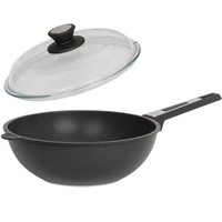 Skk Wokpfanne 28 Cm Induktion Guss Antihaft Beschichtet Asia Stielwok Glasdeckel