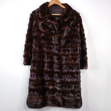 Vintage Mink Fur Coat Genuine Brown Göran Körsnär Östersun Womens S 36" Chest