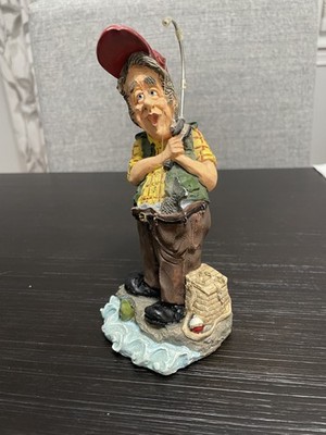 Doug Harris  Gone Fishin  Figurine Russ Berrie Fishing Man Statue Vintage Decor