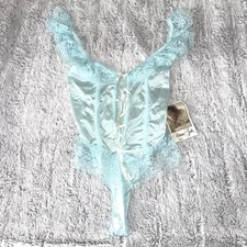 Vintage Alana Gale Small Sexy Babydoll Ruffle Lace Chiffon Blue NWT Nightie