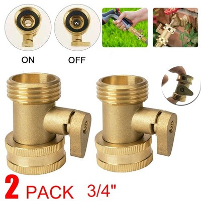 3/4'' Heavy Duty Brass Garden Hose Connector Shut Off Valve, 2 Pack