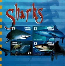 Antigua 2003 - Sharks - Sheet of 4 Stamps - Scott #2714 - MNH