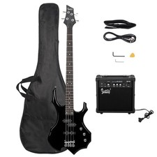 Glarry Burning Fire Electric 4 Strings Bass Guitar Kit With 20W AMPBlack