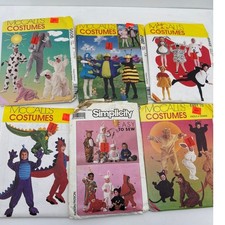 Halloween Costume Sewing Patterns Kids Animals Vintage McCalls Simplicity Lot 6