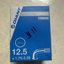 Giant Standard Bicycle Tube 12.5 x 1.75-2.25 Schrader Valve (90° Side) 12” Kids