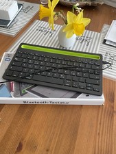 Bluetooth Tastatur Kabellos QWERTY Layout für PC, Handy, Tablet